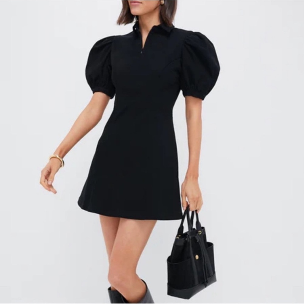 Hyacinth House | Tuckernuck | Black | Front Denim Mini | Puff Sleeve | Medium